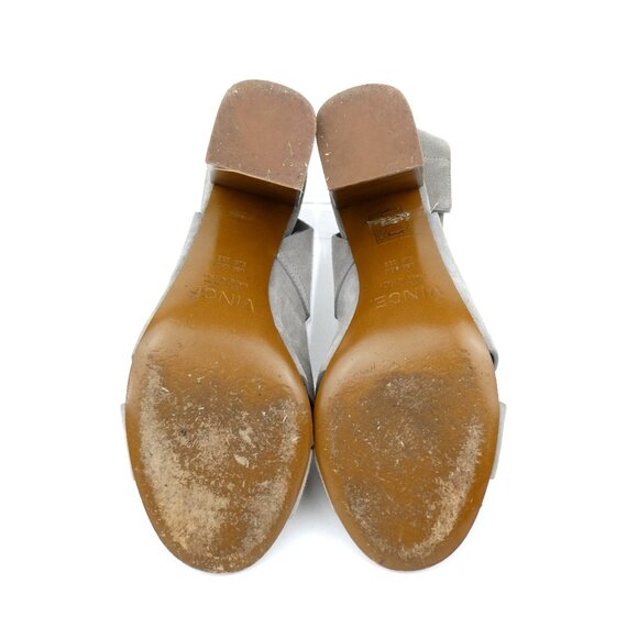 Vince Gray Suede Block Heeled Sandals Womens 6.5M Open Toe Made In Italy - Picture 11 of 12